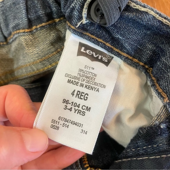 LEVIS 511 Slim Boys Blue Denim Jeans Waist Tighteners Size 4 - Picture 4 of 10